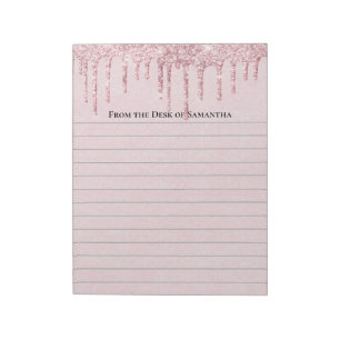 Personalisiert rosa Dripping Glitzer Trendy Linde Notizblock