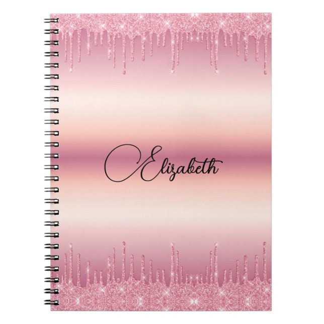 Personalisiert rosa Driving Glitzer Notebook Notizblock (Vorderseite)