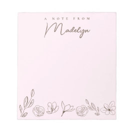 Personalisiert rosa Ein Hinweis von Florals Notizblock