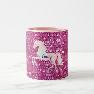 Personalisiert rosa Einhorn Zweifarbige Tasse