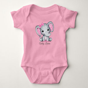 Personalisiert-rosa-Elefant Baby Strampler