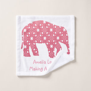 Personalisiert-rosa-Elefant Waschlappen