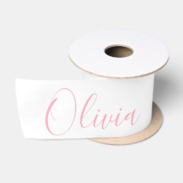Personalisiert rosa Elegante Name Modern Satin Rib Satinband