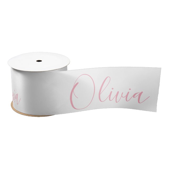 Personalisiert rosa Elegante Name Modern Satin Rib Satinband (Spule)