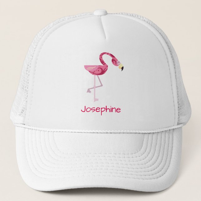 Personalisiert rosa Flamingo Bird Truckerkappe (Vorderseite)