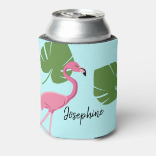 Personalisiert-rosa-Flamingo-Hochzeit in Urlaubsor Dosenkühler