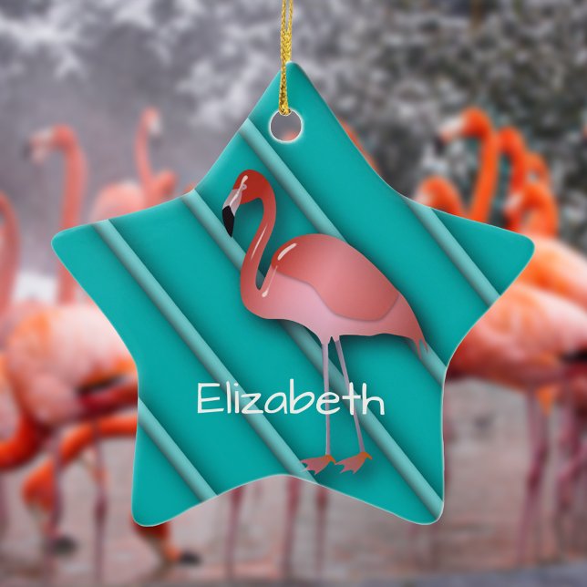 Personalisiert rosa Flamingo Keramik Ornament (Von Creator hochgeladen)