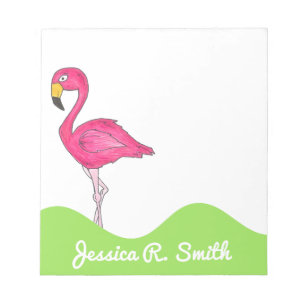 Personalisiert rosa Flamingo Tropical Bird Notepad Notizblock