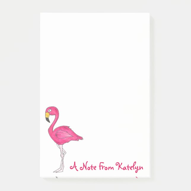 Personalisiert rosa Flamingo Tropical Island Bird Post-it Klebezettel (Vorderseite)