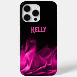 Personalisiert rosa Flammen auf schwarz Case-Mate iPhone Hülle
