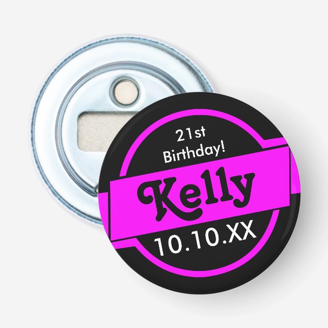 Personalisiert rosa flaschenöffner (Vorderseite)