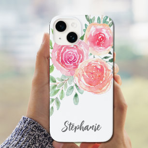 Personalisiert rosa Floral Case-Mate iPhone 14 Hülle