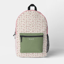 Personalisiert rosa Floral und Gingham Backpack