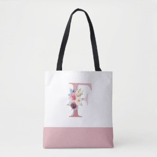Personalisiert rosa florale Monogramm Buchstabe F