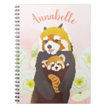 Personalisiert rosa florales Panda-Notebook