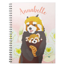 Personalisiert rosa florales Panda-Notebook Notizblock