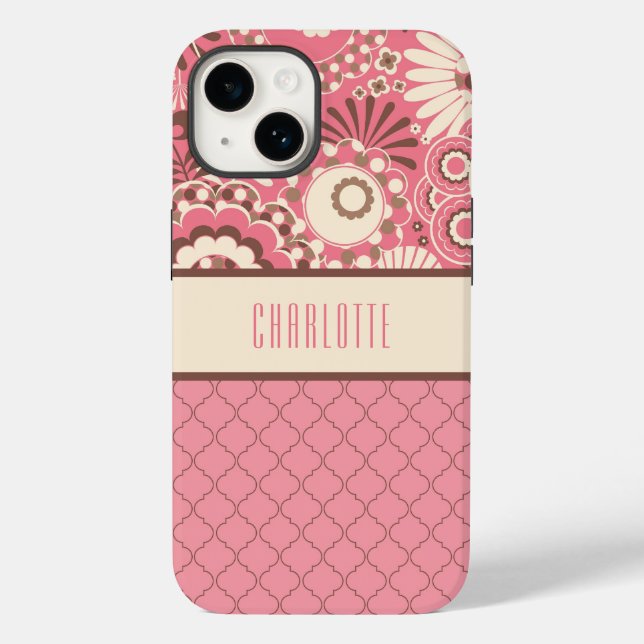 Personalisiert rosa florales TelefonCase Case-Mate iPhone Hülle (Rückseite)