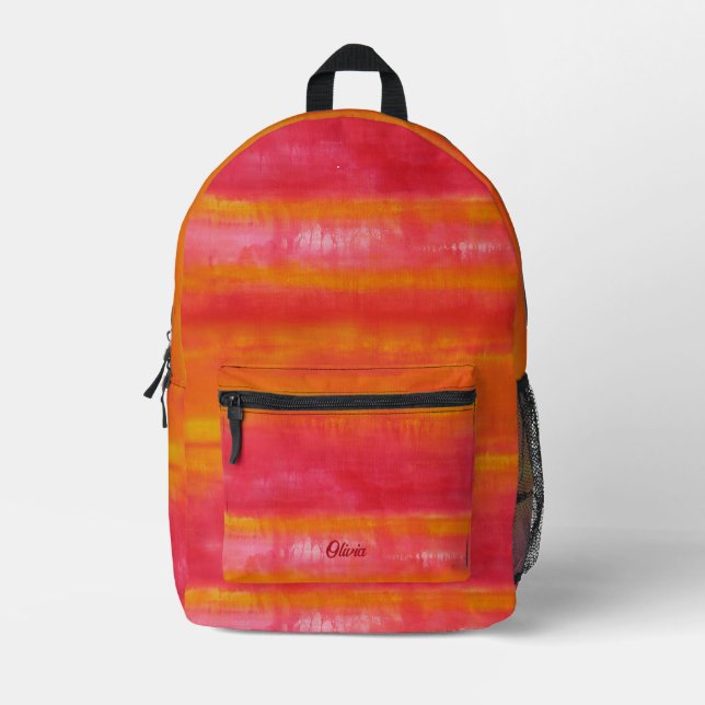 Personalisiert rosa Gelb Abstrakt Bedruckter Rucksack (Vorderseite)