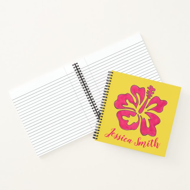 Personalisiert rosa Gelbe Hibiskus Blume Tropisch Notizbuch (Innenseite)