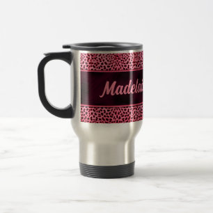 Personalisiert rosa Gepard mit Name Reisebecher