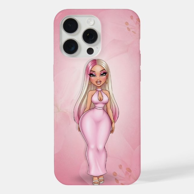 Personalisiert-Rosa-Glamour-Telefonzelle iPhone Hülle (Rückseite)