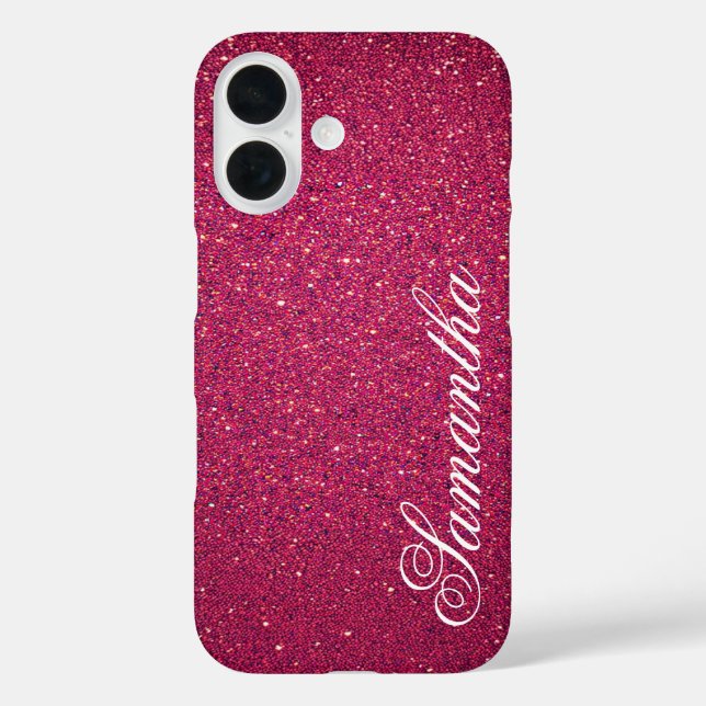 Personalisiert rosa Glitzer Case-Mate iPhone Hülle (Rückseite)