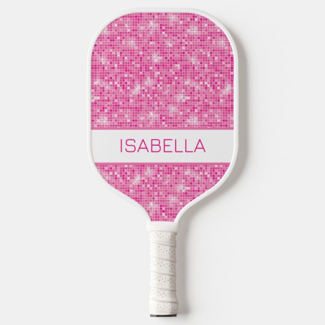 Personalisiert rosa Glitzer Pickleball Paddel Pickleball Schläger (Vorderseite)