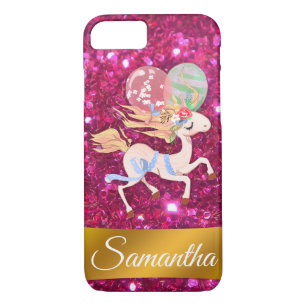 Personalisiert rosa Glitzer und Einhorn Case-Mate iPhone Hülle
