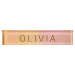 Personalisiert Rosa Gold Abstrakte Farbe Namensplakette