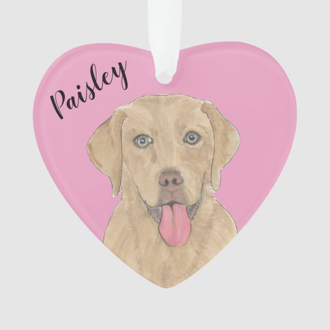 Personalisiert rosa Heart Dudley Labrador Ornament (Vorderseite)