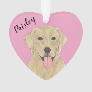 Personalisiert-rosa-herz-gelbes Labrador Ornament