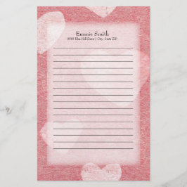 Personalisiert rosa Herzklopfen Wasserfarbe Briefpapier