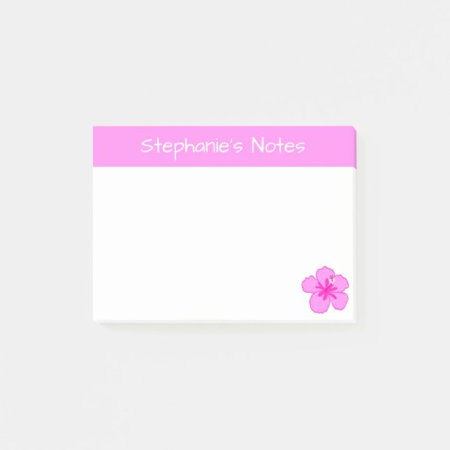Personalisiert-Rosa-Hibiskus-Blume Niedlich Hawaii Post-it Klebezettel (Vorderseite)