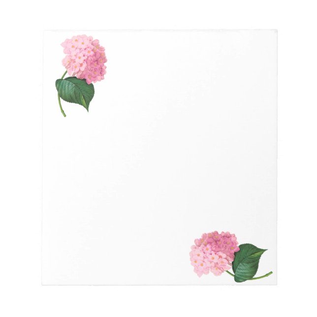 Personalisiert rosa Hydrangea Notepad Notizblock (Vorderseite)