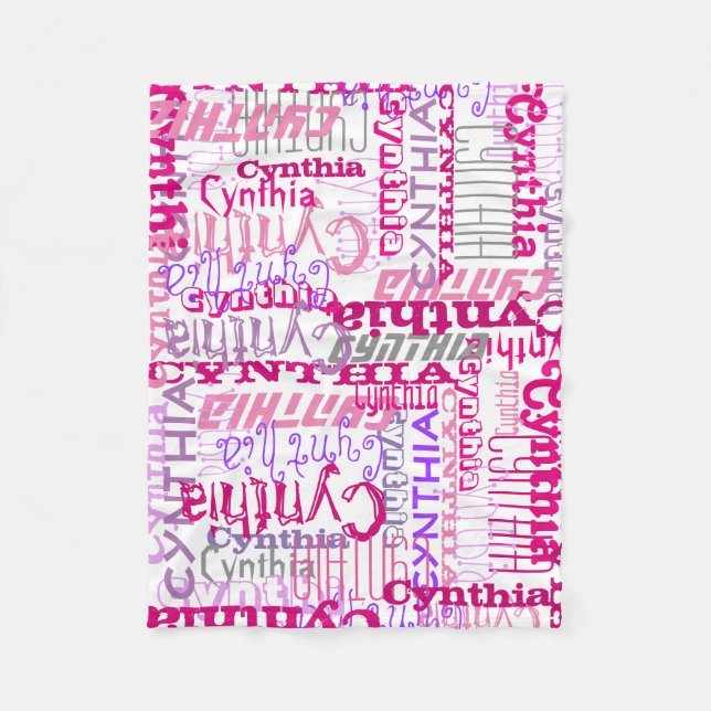 Personalisiert-Rosa-Individuelle Name-Collage-Girl Fleecedecke (Vorderseite)