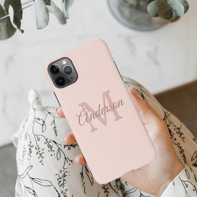Personalisiert-rosa-iPhone-Fall | Monogramm und Sk iPhone Hülle (Von Creator hochgeladen)