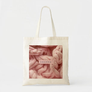 Personalisiert Rosa Kabelstrickmuster Tragetasche