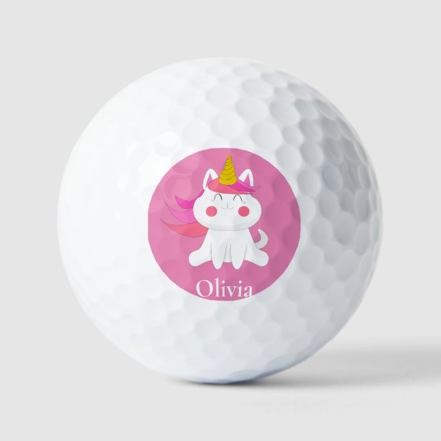 Personalisiert rosa Katicorn Golfball (Vorderseite)