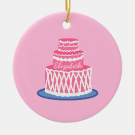Personalisiert rosa Kuchen Keramik Ornament