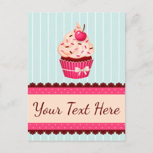 Personalisiert rosa Kupcake Minze Blue Hintergrund Postkarte