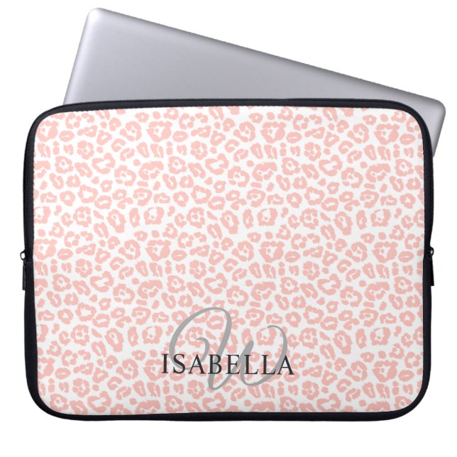 Personalisiert rosa Leopard Laptopschutzhülle (Vorderseite)