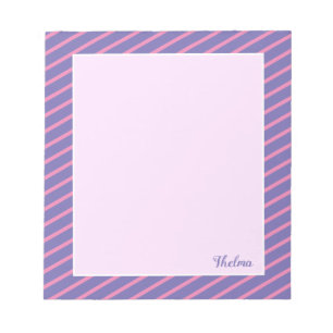 Personalisiert rosa Lila Streifen Notizblock