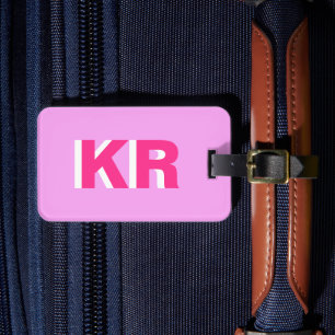 Personalisiert rosa Lilac Blockbuchstabe Monogramm Gepäckanhänger
