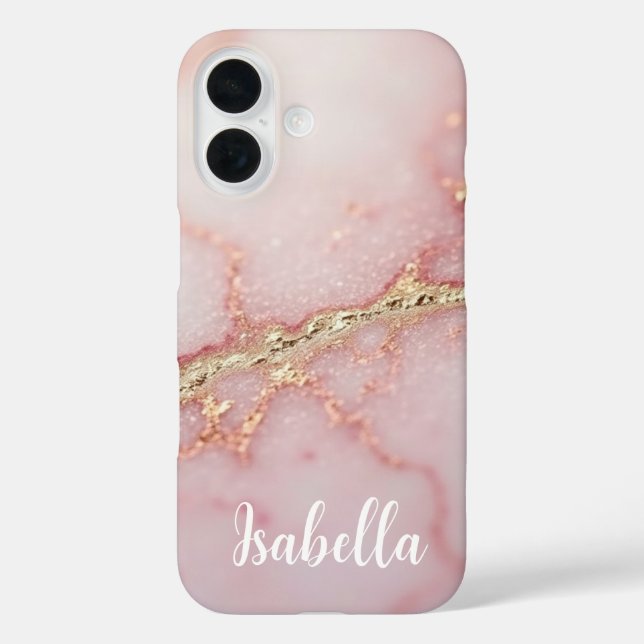 Personalisiert rosa Marmor Stilvoll Gold Case-Mate iPhone Hülle (Rückseite)