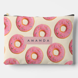 Personalisiert rosa Mattiertes Donut-Muster Zubehörtasche