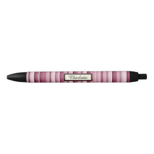 Personalisiert rosa Mauve Streifen Pen Kugelschreiber