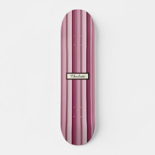 Personalisiert rosa Mauve Stripes Skateboard
