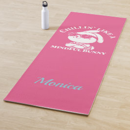Personalisiert rosa "Mindful Bunny" Yoga Mat Yogamatte