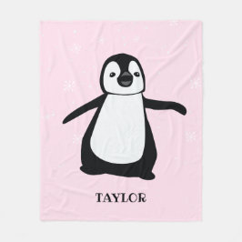 Personalisiert rosa, moderner niedlicher Pinguin Fleecedecke
