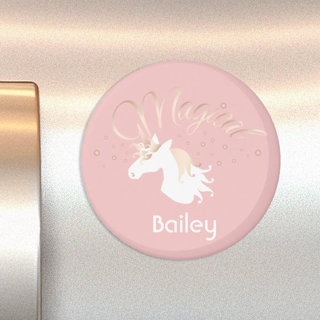 Personalisiert rosa Modernes magisches Einhorn Magnet (Von Creator hochgeladen)